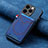 Custodia Silicone Morbida In Pelle Cover SD3 per Apple iPhone 13 Pro Blu