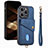 Custodia Silicone Morbida In Pelle Cover SD5 per Apple iPhone 14 Pro Blu