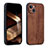 Custodia Silicone Morbida In Pelle Cover YZ1 per Apple iPhone 16 Pro Marrone