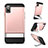 Custodia Silicone Morbida Lucido con Supporto per Apple iPhone Xs Oro Rosa