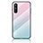 Custodia Silicone Specchio Laterale Sfumato Arcobaleno Cover LS1 per OnePlus Nord CE 5G Ciano