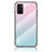 Custodia Silicone Specchio Laterale Sfumato Arcobaleno Cover LS1 per Oppo A55S 5G Ciano