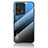 Custodia Silicone Specchio Laterale Sfumato Arcobaleno Cover LS1 per Oppo Find X5 5G Blu