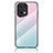 Custodia Silicone Specchio Laterale Sfumato Arcobaleno Cover LS1 per Oppo Find X5 Pro 5G Ciano