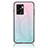Custodia Silicone Specchio Laterale Sfumato Arcobaleno Cover LS1 per Oppo K10 5G India Ciano