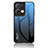 Custodia Silicone Specchio Laterale Sfumato Arcobaleno Cover LS1 per Oppo Reno8 Pro+ Plus 5G Blu