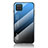 Custodia Silicone Specchio Laterale Sfumato Arcobaleno Cover LS1 per Samsung Galaxy A12 Nacho Blu