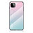 Custodia Silicone Specchio Laterale Sfumato Arcobaleno Cover LS1 per Samsung Galaxy A22s 5G Ciano