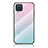 Custodia Silicone Specchio Laterale Sfumato Arcobaleno Cover LS1 per Samsung Galaxy F12 Ciano