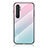 Custodia Silicone Specchio Laterale Sfumato Arcobaleno Cover LS1 per Xiaomi Mi Note 10 Lite Ciano