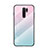 Custodia Silicone Specchio Laterale Sfumato Arcobaleno Cover LS1 per Xiaomi Redmi 9 Ciano