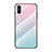 Custodia Silicone Specchio Laterale Sfumato Arcobaleno Cover LS1 per Xiaomi Redmi 9A Ciano