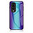 Custodia Silicone Specchio Laterale Sfumato Arcobaleno Cover LS2 per Huawei Honor 70 5G Blu