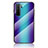 Custodia Silicone Specchio Laterale Sfumato Arcobaleno Cover LS2 per Huawei Nova 7 SE 5G Blu