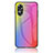 Custodia Silicone Specchio Laterale Sfumato Arcobaleno Cover LS2 per Oppo A17 Rosa