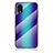 Custodia Silicone Specchio Laterale Sfumato Arcobaleno Cover LS2 per Samsung Galaxy A03 Core Blu