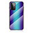 Custodia Silicone Specchio Laterale Sfumato Arcobaleno Cover LS2 per Samsung Galaxy A72 4G Blu