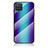 Custodia Silicone Specchio Laterale Sfumato Arcobaleno Cover LS2 per Samsung Galaxy F12 Blu