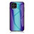 Custodia Silicone Specchio Laterale Sfumato Arcobaleno Cover LS2 per Samsung Galaxy M53 5G Blu