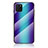 Custodia Silicone Specchio Laterale Sfumato Arcobaleno Cover LS2 per Samsung Galaxy M60s Blu