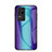 Custodia Silicone Specchio Laterale Sfumato Arcobaleno Cover LS2 per Xiaomi Poco F4 5G Blu