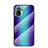Custodia Silicone Specchio Laterale Sfumato Arcobaleno Cover LS2 per Xiaomi Poco M5S Blu