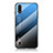Custodia Silicone Specchio Laterale Sfumato Arcobaleno Cover M01 per Samsung Galaxy A01 SM-A015 Blu