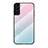 Custodia Silicone Specchio Laterale Sfumato Arcobaleno Cover M02 per Samsung Galaxy S21 FE 5G Ciano