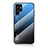 Custodia Silicone Specchio Laterale Sfumato Arcobaleno Cover M02 per Samsung Galaxy S22 Ultra 5G Blu