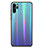 Custodia Silicone Specchio Laterale Sfumato Arcobaleno Cover per Huawei P30 Pro New Edition Ciano