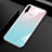 Custodia Silicone Specchio Laterale Sfumato Arcobaleno Cover per Huawei Y9s Ciano