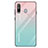 Custodia Silicone Specchio Laterale Sfumato Arcobaleno Cover per Samsung Galaxy A8s SM-G8870 Ciano