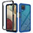 Custodia Silicone Trasparente Laterale 360 Gradi Cover JX2 per Samsung Galaxy A12 Nacho Blu