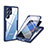 Custodia Silicone Trasparente Laterale 360 Gradi Cover M01 per Samsung Galaxy S21 Ultra 5G Blu