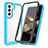 Custodia Silicone Trasparente Laterale 360 Gradi Cover M01 per Samsung Galaxy S24 5G Cielo Blu