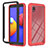 Custodia Silicone Trasparente Laterale 360 Gradi Cover YB1 per Samsung Galaxy A01 Core Rosso