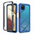 Custodia Silicone Trasparente Laterale 360 Gradi Cover ZJ1 per Samsung Galaxy A12 Nacho Blu