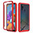 Custodia Silicone Trasparente Laterale 360 Gradi Cover ZJ1 per Samsung Galaxy A21s Rosso