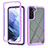 Custodia Silicone Trasparente Laterale 360 Gradi Cover ZJ1 per Samsung Galaxy S22 5G Cielo Blu