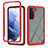 Custodia Silicone Trasparente Laterale 360 Gradi Cover ZJ1 per Samsung Galaxy S22 Plus 5G Rosso