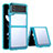 Custodia Silicone Trasparente Laterale Cover per Samsung Galaxy Z Flip3 5G Ciano