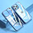 Custodia Silicone Trasparente Specchio Laterale Cover M04 per Apple iPhone 14 Pro Max Blu