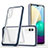 Custodia Silicone Trasparente Specchio Laterale Cover MQ1 per Samsung Galaxy A02 Blu