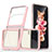 Custodia Silicone Trasparente Specchio Laterale Cover MQ1 per Samsung Galaxy Z Flip3 5G Oro Rosa