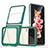 Custodia Silicone Trasparente Specchio Laterale Cover MQ1 per Samsung Galaxy Z Flip3 5G Verde