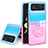 Custodia Silicone Trasparente Ultra Slim Cover Morbida con Anello Supporto S02 per Samsung Galaxy Z Flip3 5G