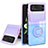 Custodia Silicone Trasparente Ultra Slim Cover Morbida con Anello Supporto S02 per Samsung Galaxy Z Flip3 5G