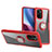 Custodia Silicone Trasparente Ultra Slim Cover Morbida con Magnetico Anello Supporto ZL1 per Xiaomi Redmi K40 5G Rosso