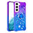 Custodia Silicone Ultra Sottile Cover Morbida Sfumato Y04B per Samsung Galaxy S21 5G Blu