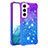 Custodia Silicone Ultra Sottile Cover Morbida Sfumato Y05B per Samsung Galaxy S21 5G Blu